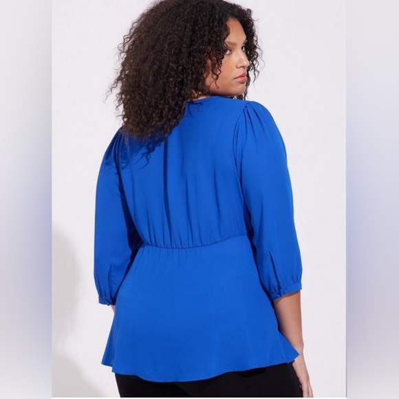 Torrid Georgette blue peplum blouse tie front flowy size 4X - Picture 2 of 4